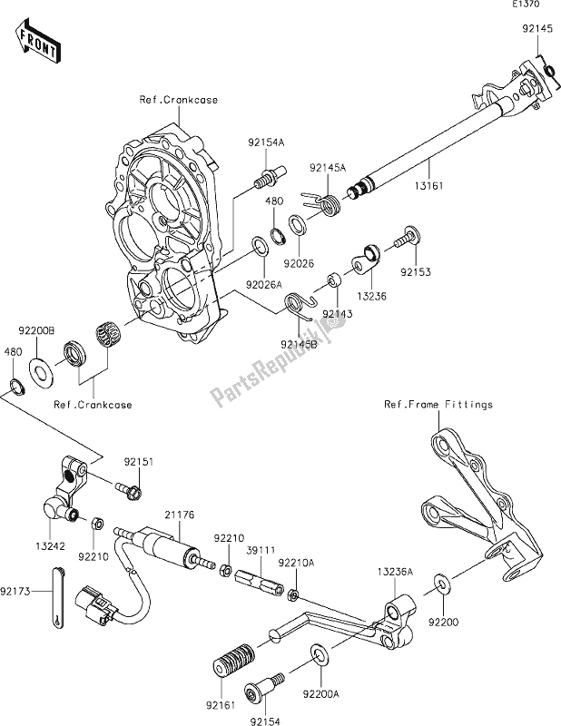 All parts for the 12 Gear Change Mechanism of the Kawasaki ZX 636 Ninja ZX-6 R 2019