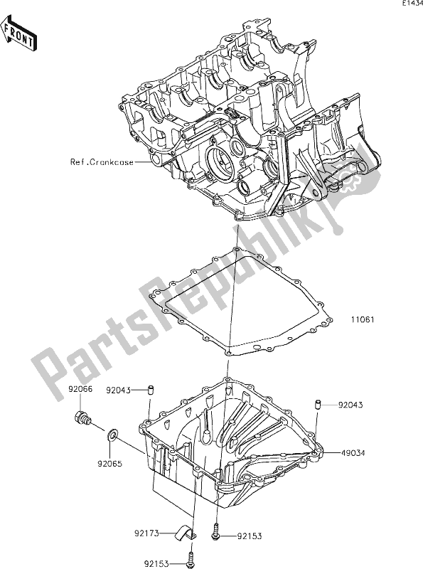 All parts for the 16 Oil Pan of the Kawasaki ZX 636 Ninja ZX-6 R 2019