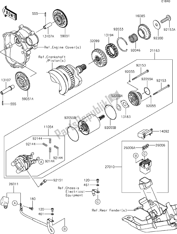 All parts for the 24 Starter Motor of the Kawasaki ZX 636 Ninja ZX-6 R 2019