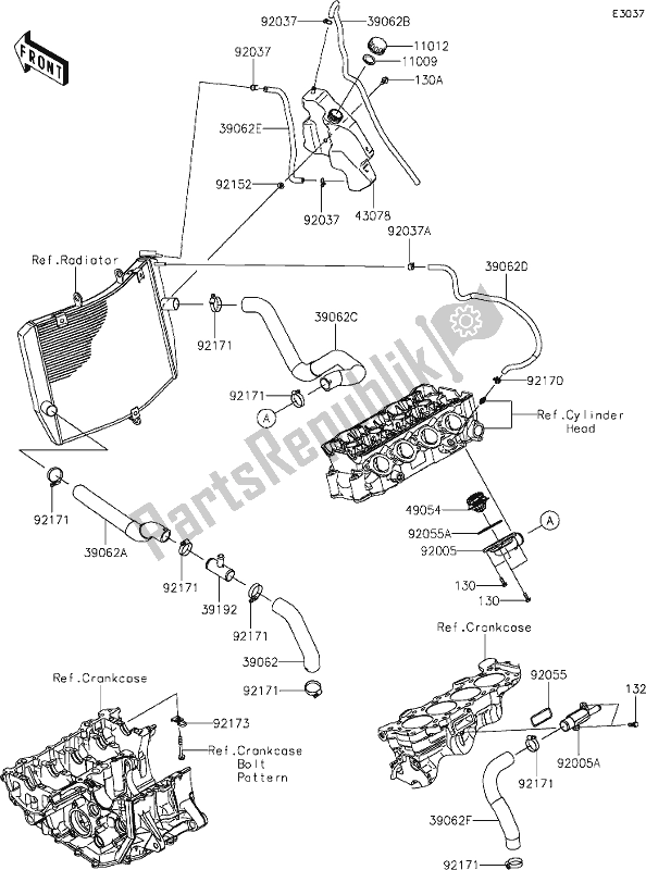 Tutte le parti per il 27 Water Pipe del Kawasaki ZX 636 Ninja ZX-6 R 2019