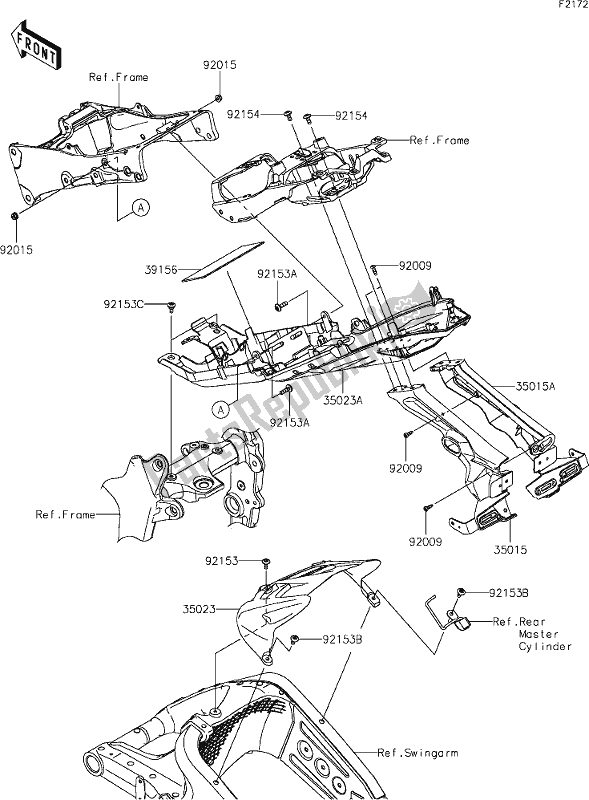 All parts for the 35 Rear Fender(s) of the Kawasaki ZX 636 Ninja ZX-6 R 2019