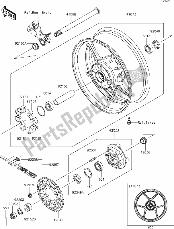 Tutte le parti per il 39 Rear Hub del Kawasaki ZX 636 Ninja ZX-6 R 2019