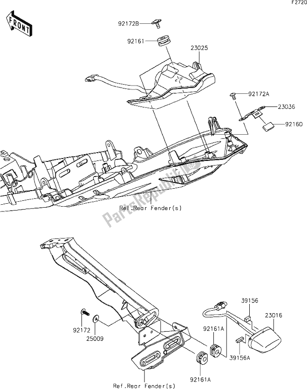 All parts for the 55 Taillight(s) of the Kawasaki ZX 636 Ninja ZX-6 R 2019