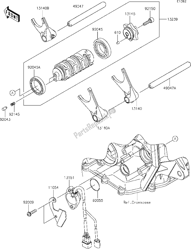 Wszystkie części do 11 Gear Change Drum/shift Fork(s) Kawasaki ZX 636 Ninja ZX-6 R 2021