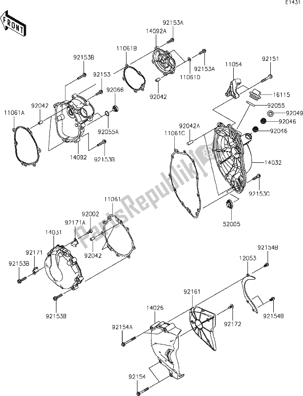 Alle onderdelen voor de 15 Engine Cover(s) van de Kawasaki ZX 636 Ninja ZX-6 R 2021