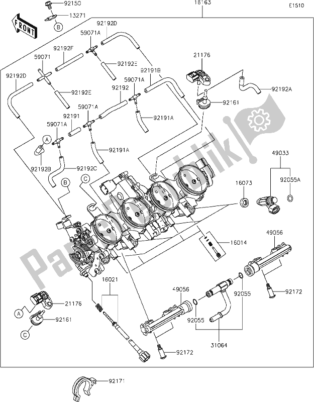 All parts for the 17 Throttle of the Kawasaki ZX 636 Ninja ZX-6 R 2021