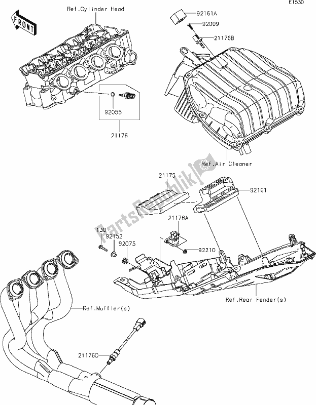 Alle onderdelen voor de 19 Fuel Injection van de Kawasaki ZX 636 Ninja ZX-6 R 2021