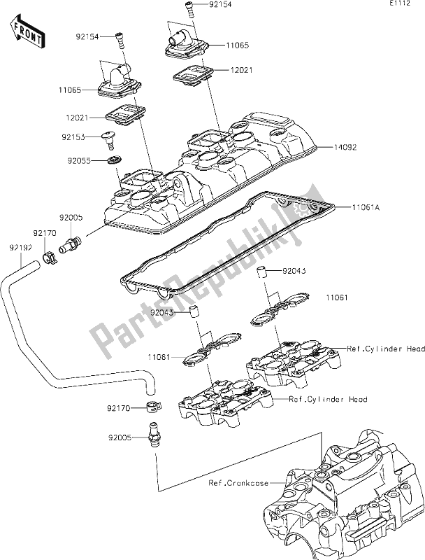 Tutte le parti per il 2 Cylinder Head Cover del Kawasaki ZX 636 Ninja ZX-6 R 2021