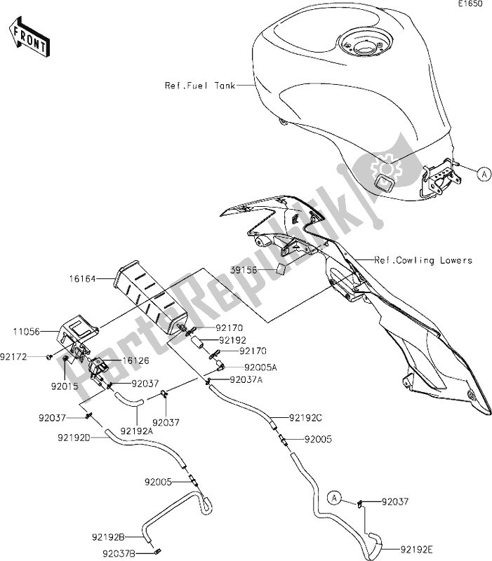 Wszystkie części do 20 Fuel Evaporative System Kawasaki ZX 636 Ninja ZX-6 R 2021