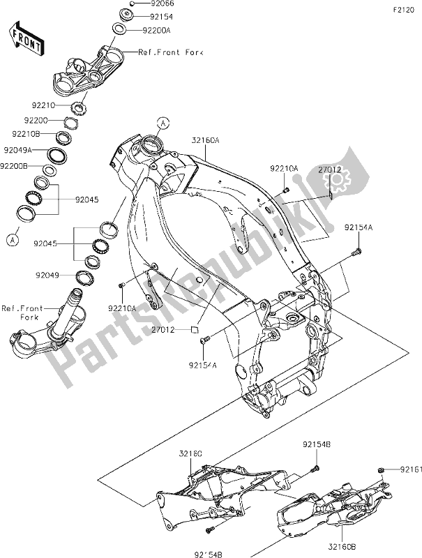 Alle onderdelen voor de 28 Frame van de Kawasaki ZX 636 Ninja ZX-6 R 2021