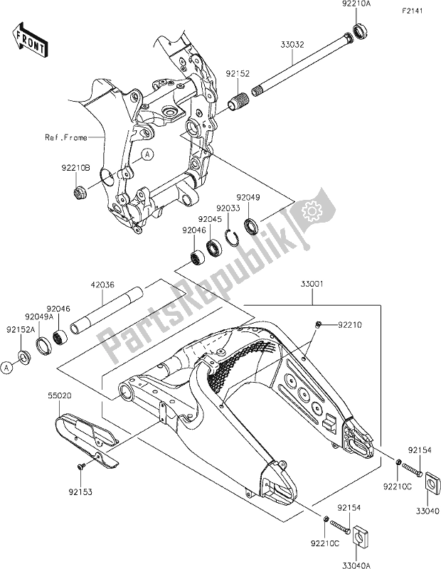 Tutte le parti per il 31 Swingarm del Kawasaki ZX 636 Ninja ZX-6 R 2021