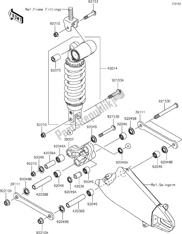 All parts for the 32 Suspension/shock Absorber of the Kawasaki ZX 636 Ninja ZX-6 R 2021