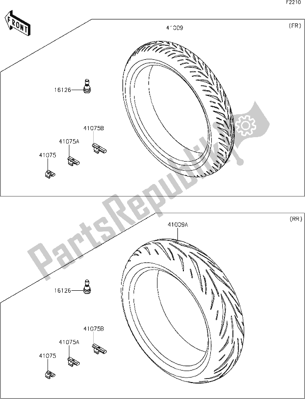 Tutte le parti per il 37 Tires del Kawasaki ZX 636 Ninja ZX-6 R 2021