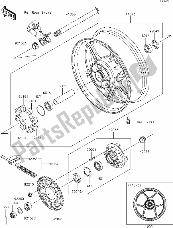 All parts for the 39 Rear Hub of the Kawasaki ZX 636 Ninja ZX-6 R 2021