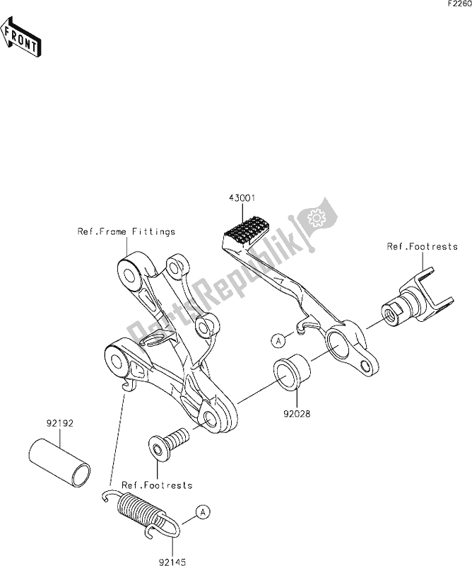 Tutte le parti per il 40 Brake Pedal del Kawasaki ZX 636 Ninja ZX-6 R 2021