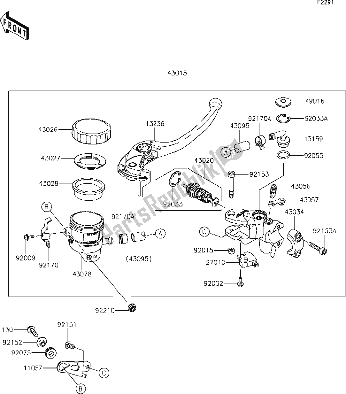 Tutte le parti per il 42 Front Master Cylinder del Kawasaki ZX 636 Ninja ZX-6 R 2021