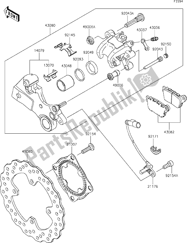 Tutte le parti per il 45 Rear Brake del Kawasaki ZX 636 Ninja ZX-6 R 2021