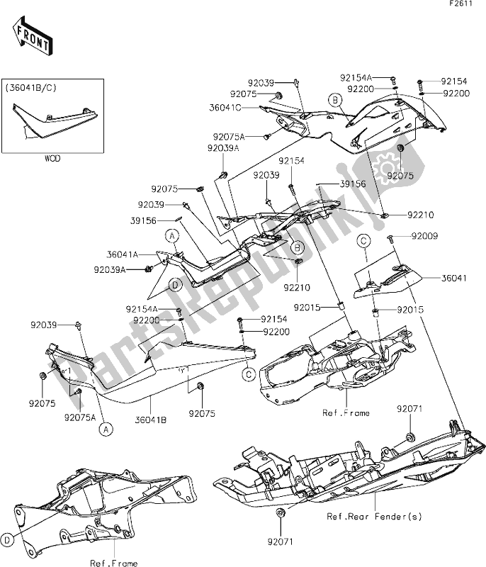 Tutte le parti per il 52 Side Covers del Kawasaki ZX 636 Ninja ZX-6 R 2021