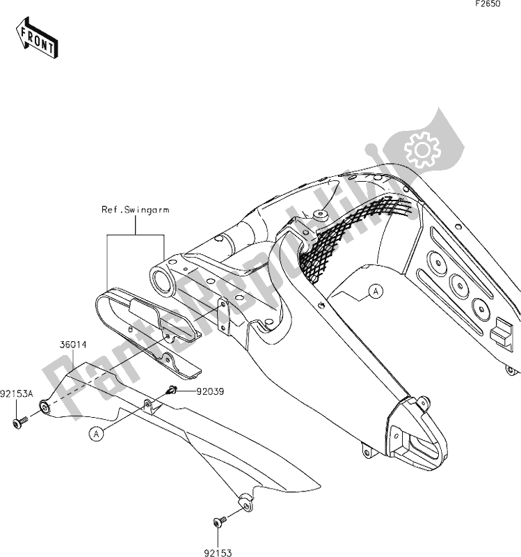 Tutte le parti per il 53 Chain Cover del Kawasaki ZX 636 Ninja ZX-6 R 2021