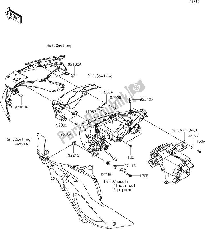 All parts for the 54 Headlight(s) of the Kawasaki ZX 636 Ninja ZX-6 R 2021