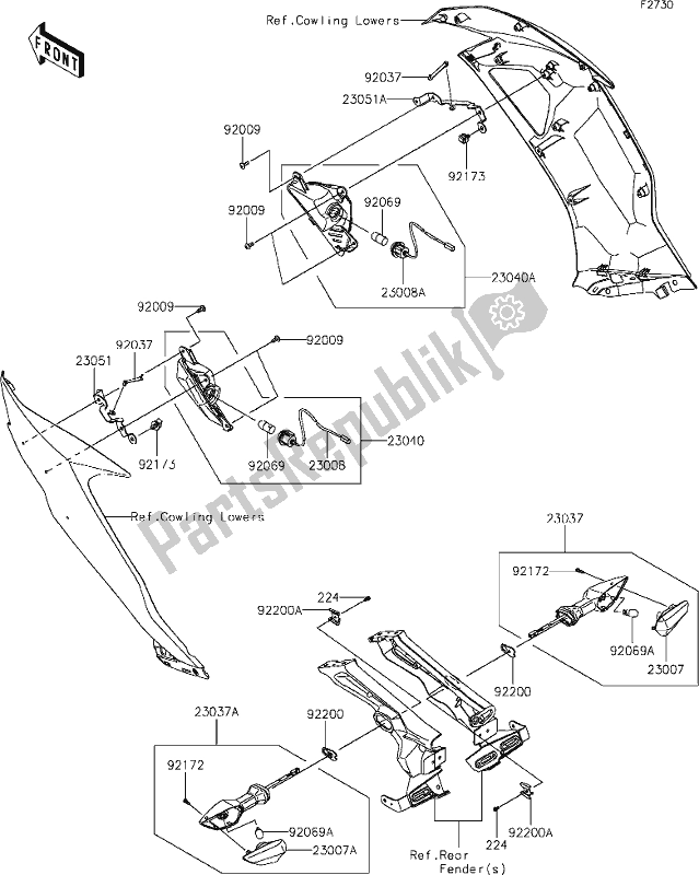 Alle onderdelen voor de 56 Turn Signals van de Kawasaki ZX 636 Ninja ZX-6 R 2021