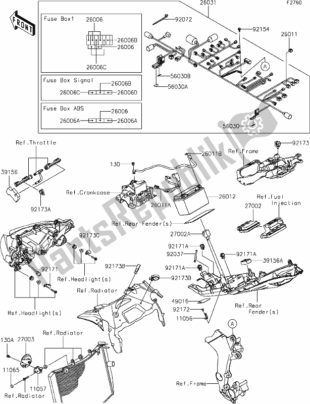 Alle onderdelen voor de 57 Chassis Electrical Equipment van de Kawasaki ZX 636 Ninja ZX-6 R 2021