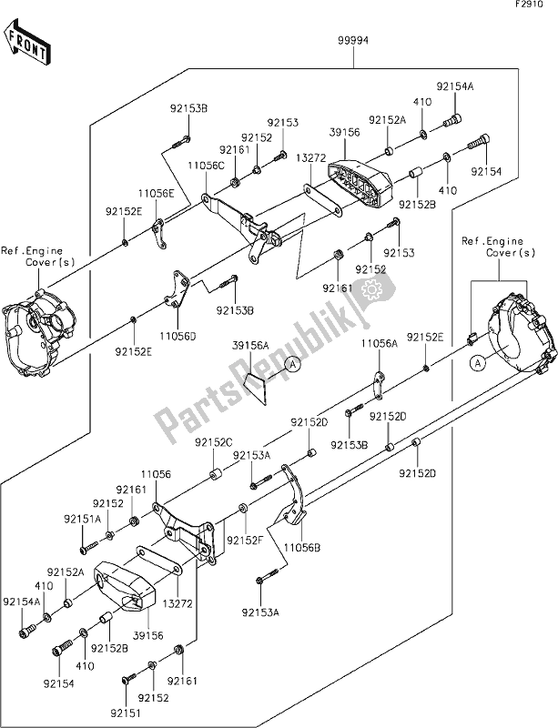 All parts for the 64 Accessory(engine Guard) of the Kawasaki ZX 636 Ninja ZX-6 R 2021