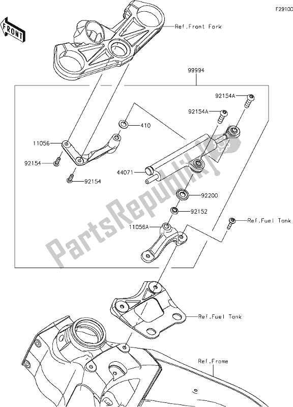 All parts for the 67 Accessory(steering Damper) of the Kawasaki ZX 636 Ninja ZX-6 R 2021