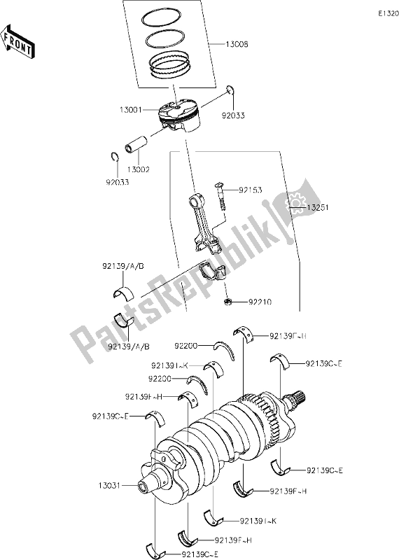 Tutte le parti per il 8 Crankshaft/piston(s) del Kawasaki ZX 636 Ninja ZX-6 R 2021