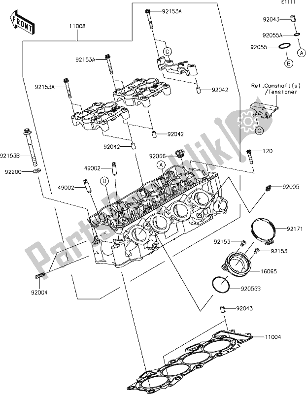 Tutte le parti per il 1 Cylinder Head del Kawasaki ZX 636 Ninja ZX-6R ABS 2018