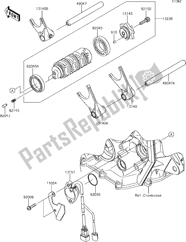 Tutte le parti per il 11 Gear Change Drum/shift Fork(s) del Kawasaki ZX 636 Ninja ZX-6R ABS 2018