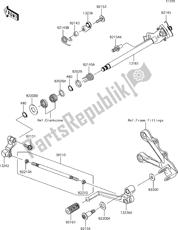 All parts for the 12 Gear Change Mechanism of the Kawasaki ZX 636 Ninja ZX-6R ABS 2018