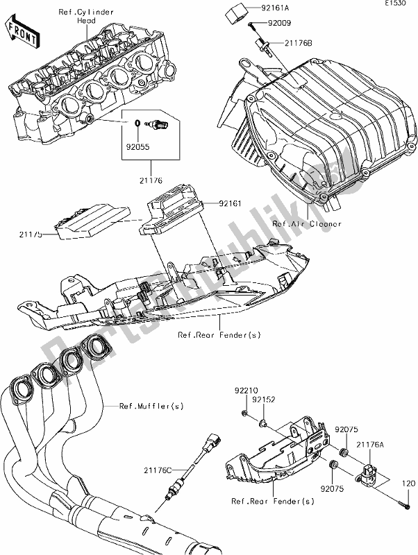 Wszystkie części do 19 Fuel Injection Kawasaki ZX 636 Ninja ZX-6R ABS 2018