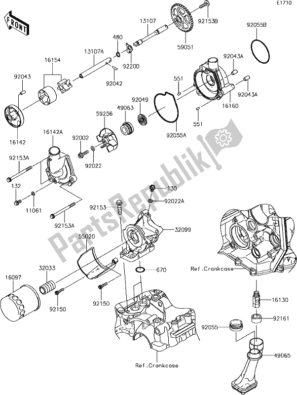 Todas as partes de 20 Oil Pump do Kawasaki ZX 636 Ninja ZX-6R ABS 2018