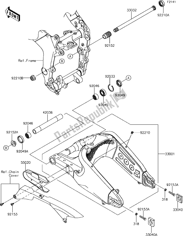 Tutte le parti per il 30 Swingarm del Kawasaki ZX 636 Ninja ZX-6R ABS 2018