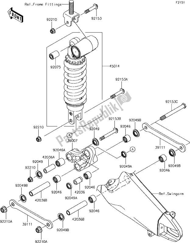 Todas as partes de 31 Suspension/shock Absorber do Kawasaki ZX 636 Ninja ZX-6R ABS 2018