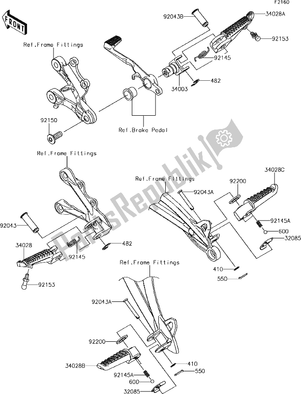 Tutte le parti per il 32 Footrests del Kawasaki ZX 636 Ninja ZX-6R ABS 2018