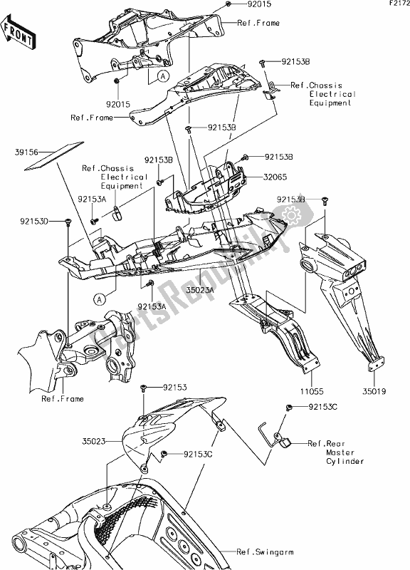 All parts for the 34 Rear Fender(s) of the Kawasaki ZX 636 Ninja ZX-6R ABS 2018