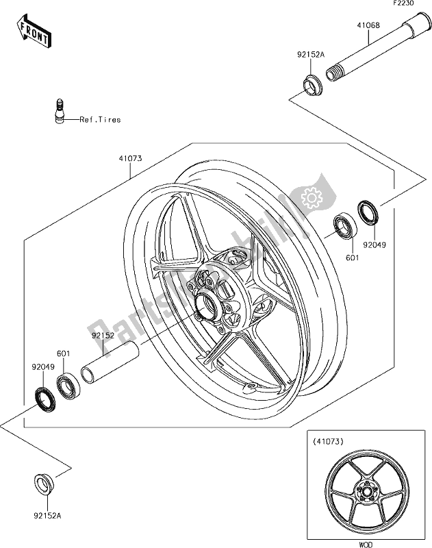 Tutte le parti per il 37 Front Hub del Kawasaki ZX 636 Ninja ZX-6R ABS 2018