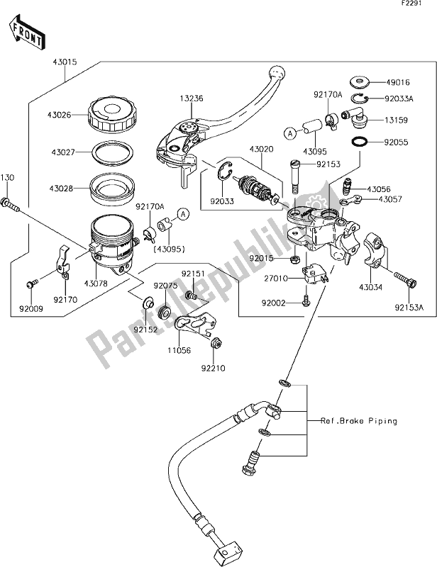 Tutte le parti per il 41 Front Master Cylinder del Kawasaki ZX 636 Ninja ZX-6R ABS 2018