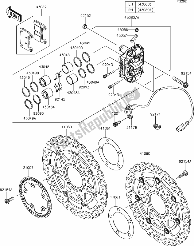 Tutte le parti per il 42 Front Brake del Kawasaki ZX 636 Ninja ZX-6R ABS 2018