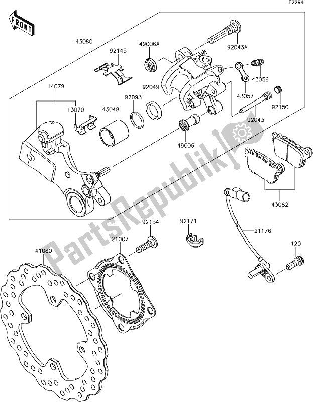 Tutte le parti per il 44 Rear Brake del Kawasaki ZX 636 Ninja ZX-6R ABS 2018