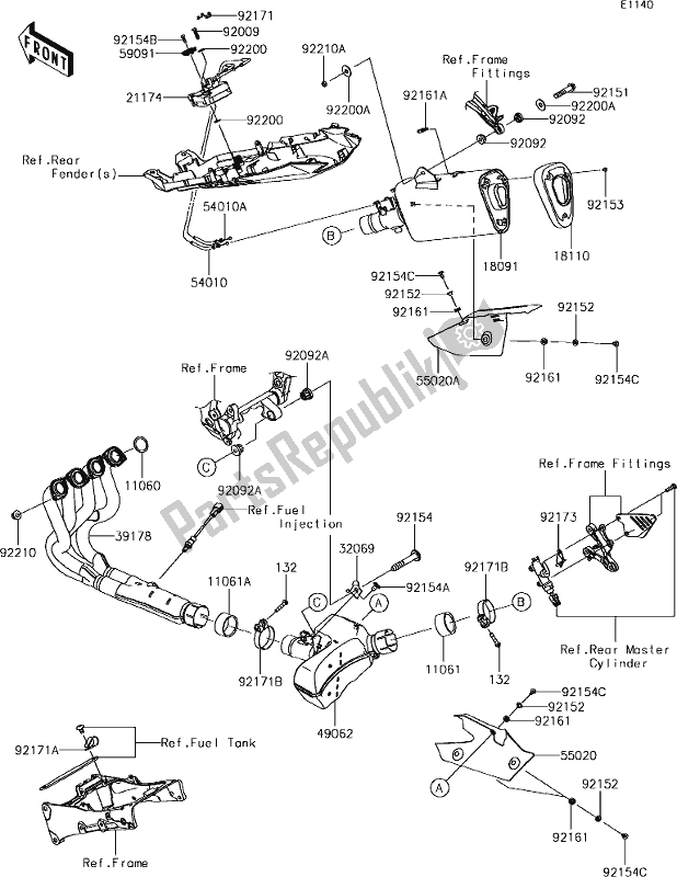 Tutte le parti per il 5 Muffler(s) del Kawasaki ZX 636 Ninja ZX-6R ABS 2018