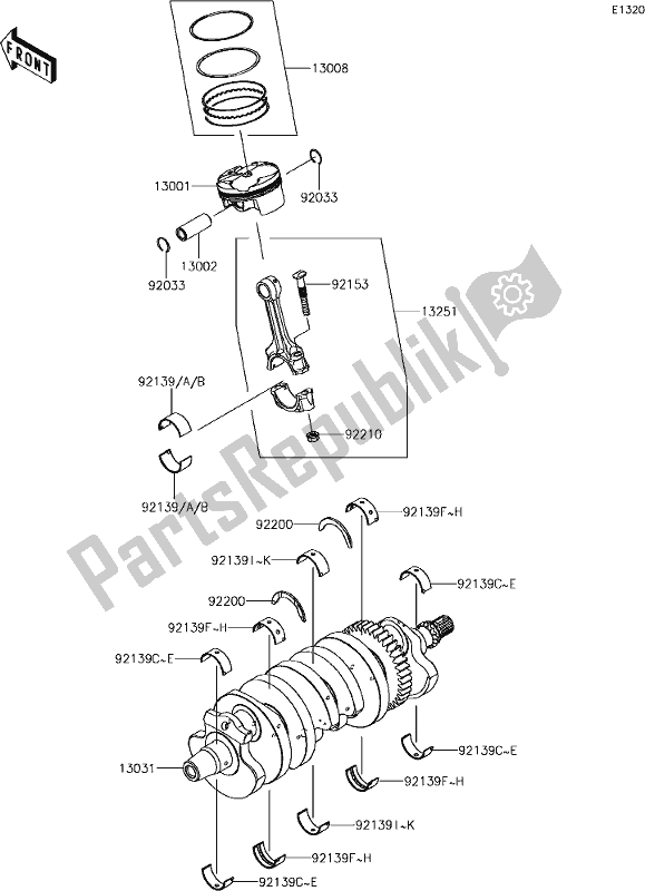 Tutte le parti per il 8 Crankshaft/piston(s) del Kawasaki ZX 636 Ninja ZX-6R ABS 2018