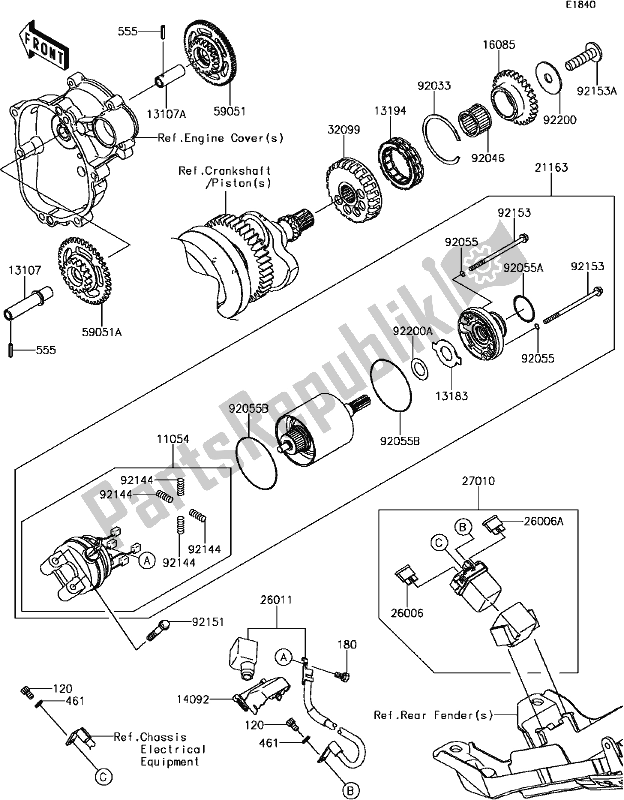 Alle onderdelen voor de C-14starter Motor van de Kawasaki ZX 636 Ninja ZX-6R ABS SE 2017