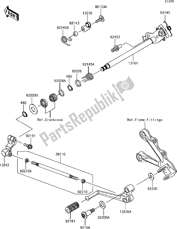 All parts for the C-3 Gear Change Mechanism of the Kawasaki ZX 636 Ninja ZX-6R ABS SE 2017