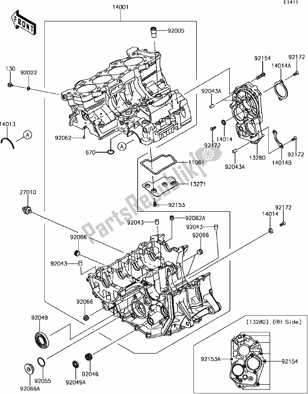 All parts for the C-4 Crankcase of the Kawasaki ZX 636 Ninja ZX-6R ABS SE 2017