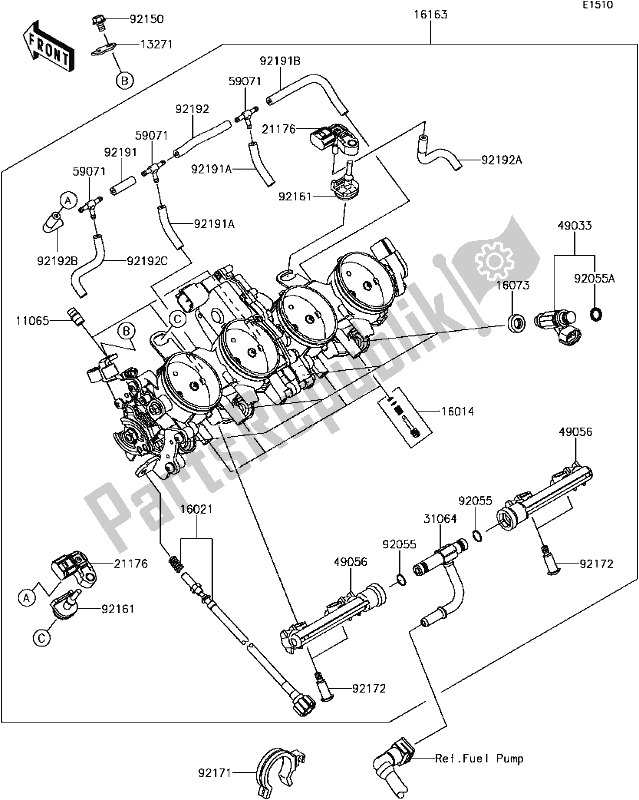 Todas as partes de C-8 Throttle do Kawasaki ZX 636 Ninja ZX-6R ABS SE 2017