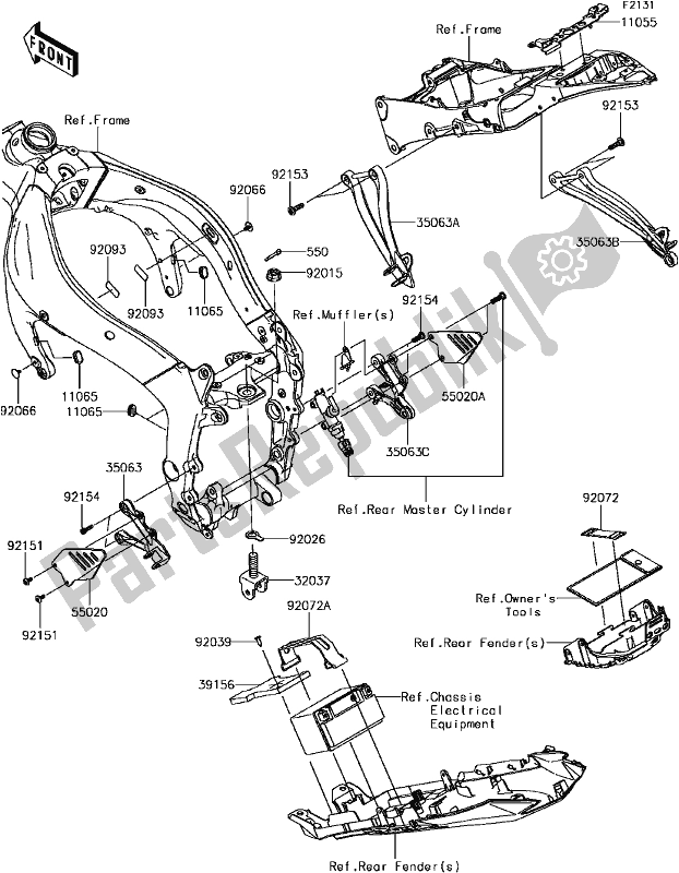 Toutes les pièces pour le E-5 Frame Fittings du Kawasaki ZX 636 Ninja ZX-6R ABS SE 2017