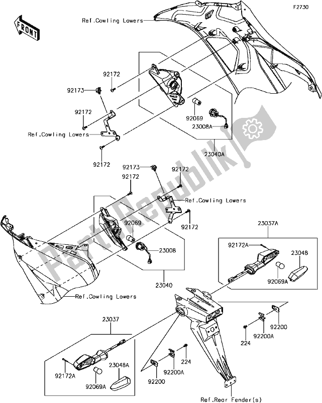 Todas as partes de G-7 Turn Signals do Kawasaki ZX 636 Ninja ZX-6R ABS SE 2017